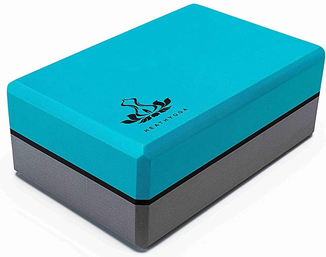 Heathyoga Yoga Blocks 2 Pack with Strap, High Density EVA Foam Yoga Block and Yoga Strap Set to Support and Improve Poses and Flexibility