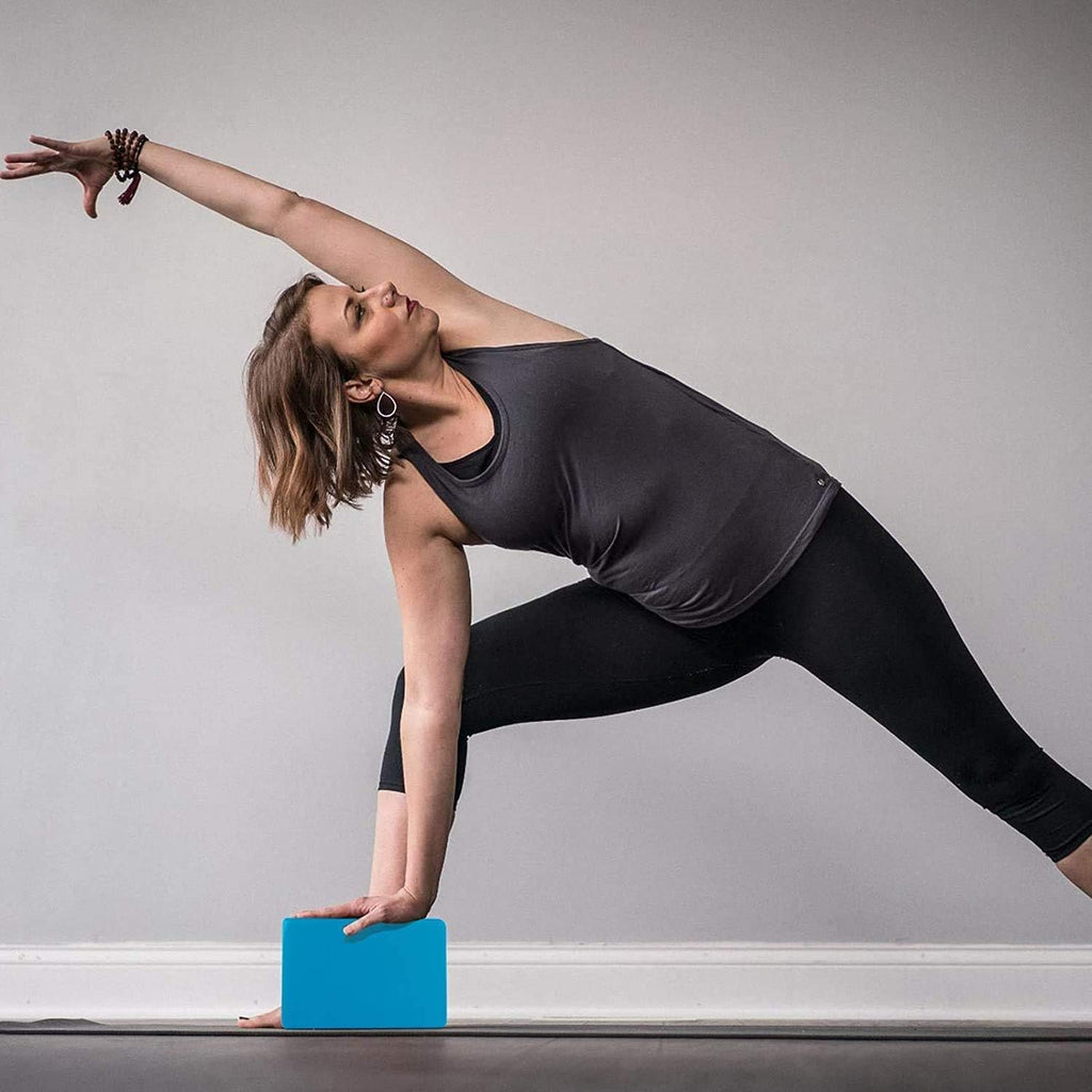 Yoga Blocks 9x6x3, 2 Pack High Density Yoga Brick Foam Blocks to Improve Strength, Flexibility and Balance, Light Weight and Non-Slip Surface, Pilates and Meditation (Gemstone Blue)