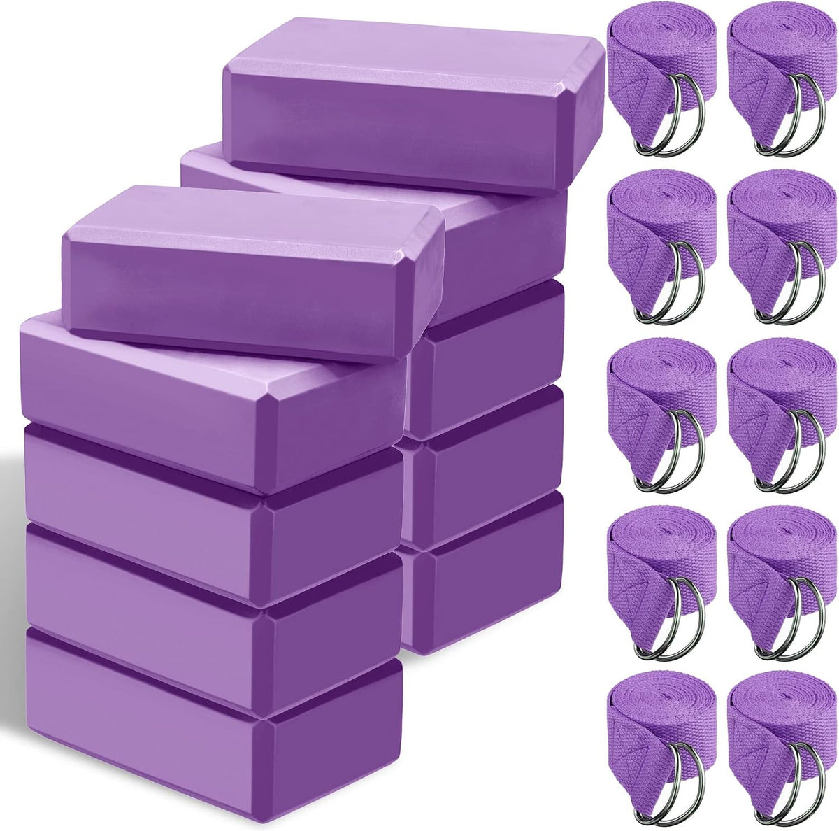 10 Set Yoga Blocks and Straps, EVA Foam Blocks for Yoga Class