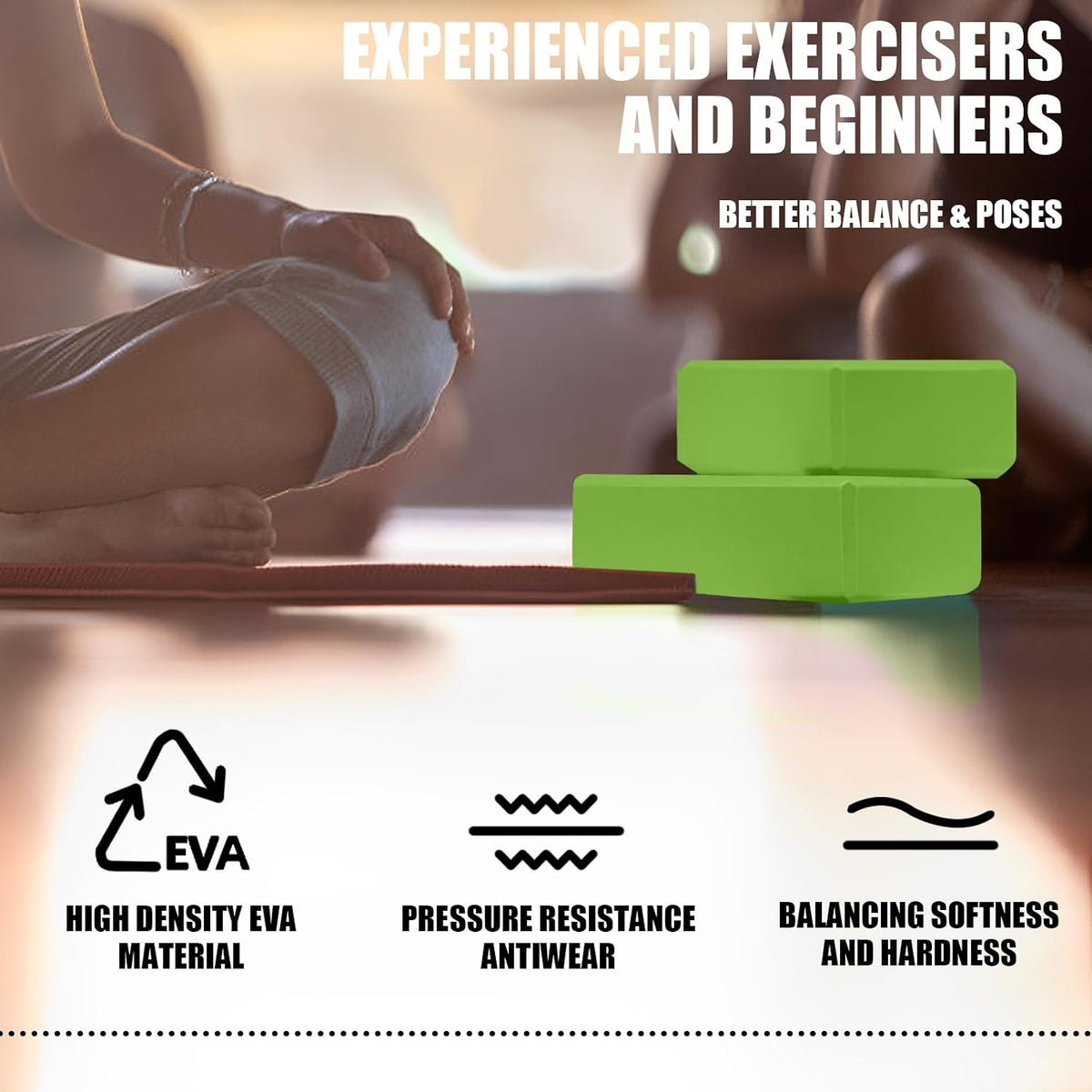 Septo 2 Pcs Yoga Blocks, 9x6x3 Inch Foam Blocks for Pilates