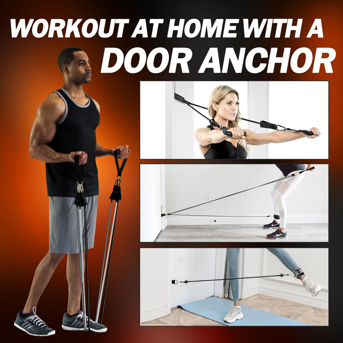 WHATAFIT Resistance Bands with Handles, 150 lb Exercise Bands Set
