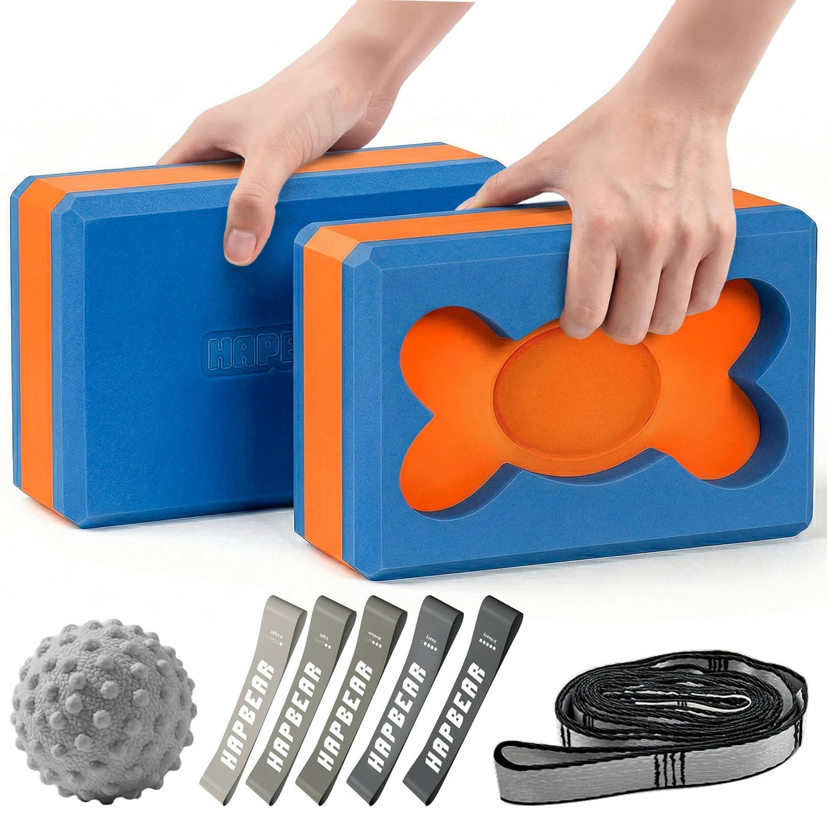 HAPBEAR Yoga Blocks 2 Pack - 9x6x3in High-Density EVA Foam with Non-Slip Textured Surface, Supportive for Deep Stretching & Lightweight - Ideal for Yoga, Pilates, Stretching Exercises