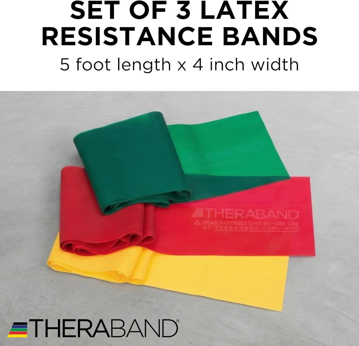 THERABAND Resistance Bands Set, Elastic Bands for Exercise & Physical Therapy, Strength Training for Upper & Lower Body Fitness