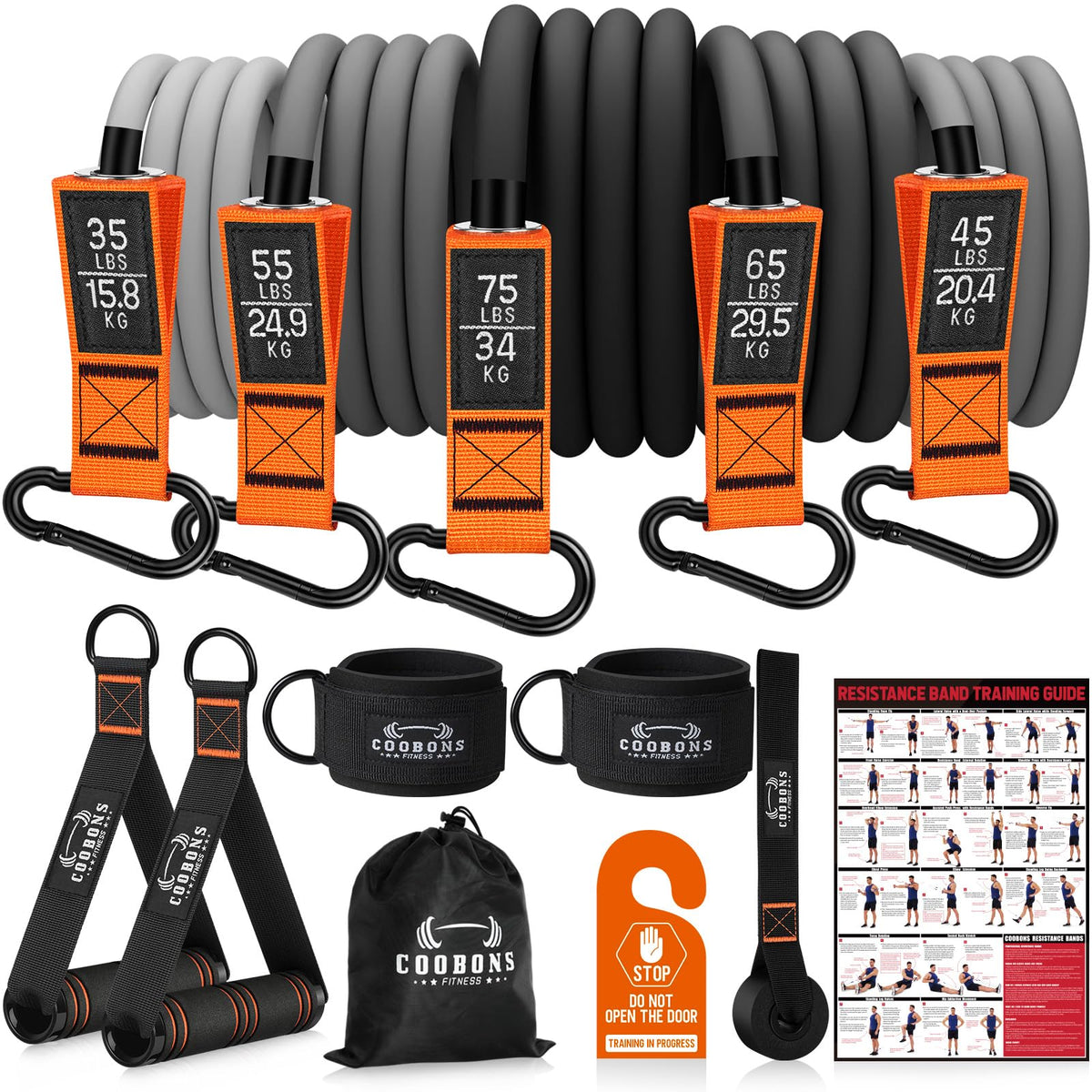 Resistance Bands with Handles, 175lb Exercise Bands for Working Out