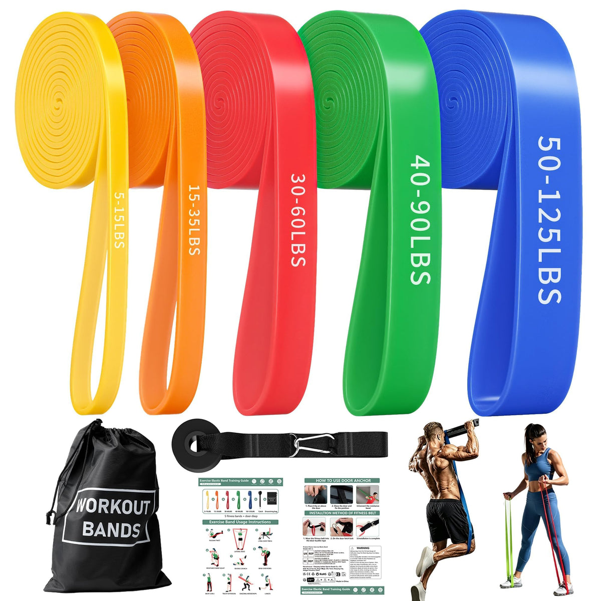 Exercise Bands, Resistance Bands for Working Out, Workout Bands, Pull up Assist Bands, Stretch Bands for Exercise at Home/Gym -Afu