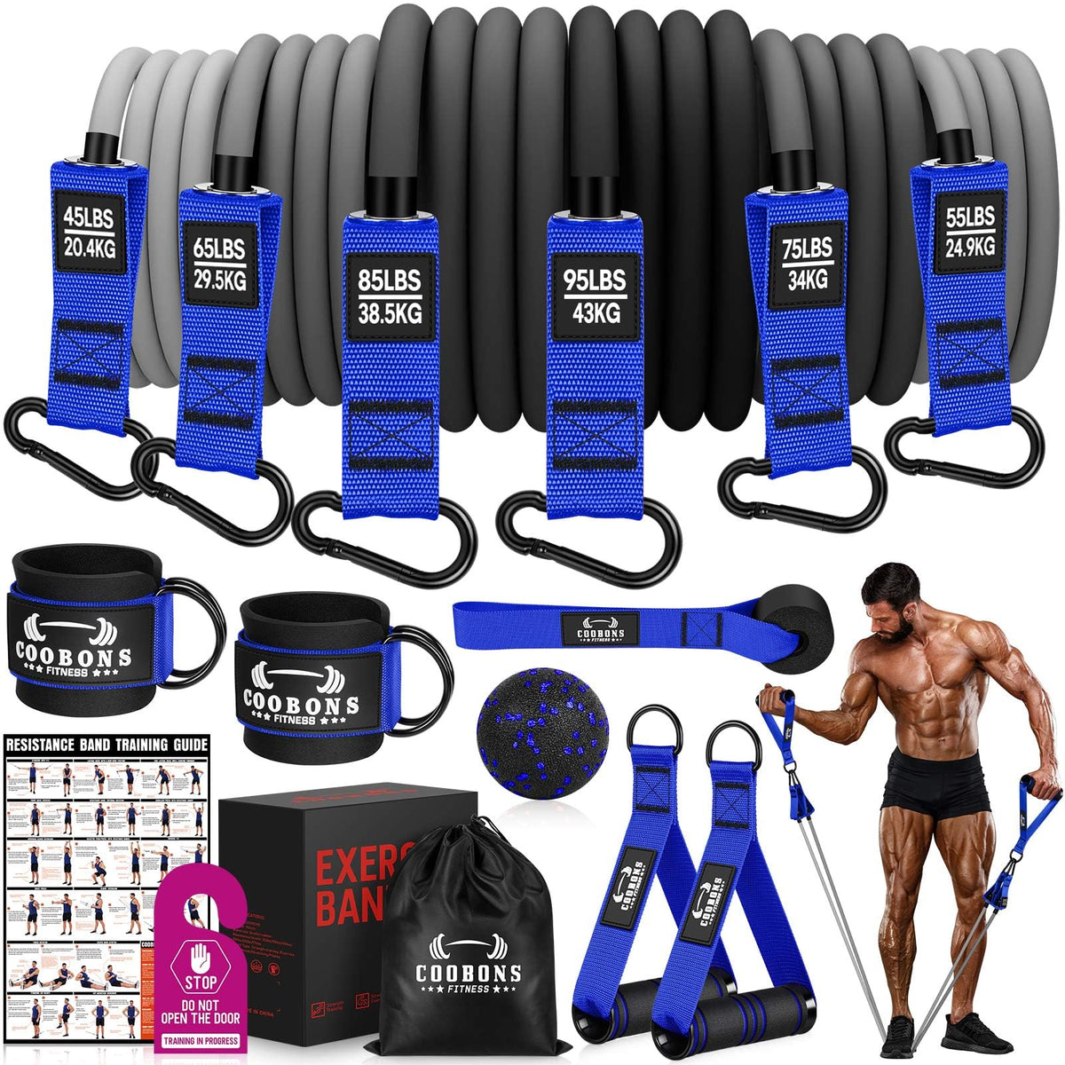 Heavy Resistance Bands for Working Out, 300LBS Exercise Bands with Handles