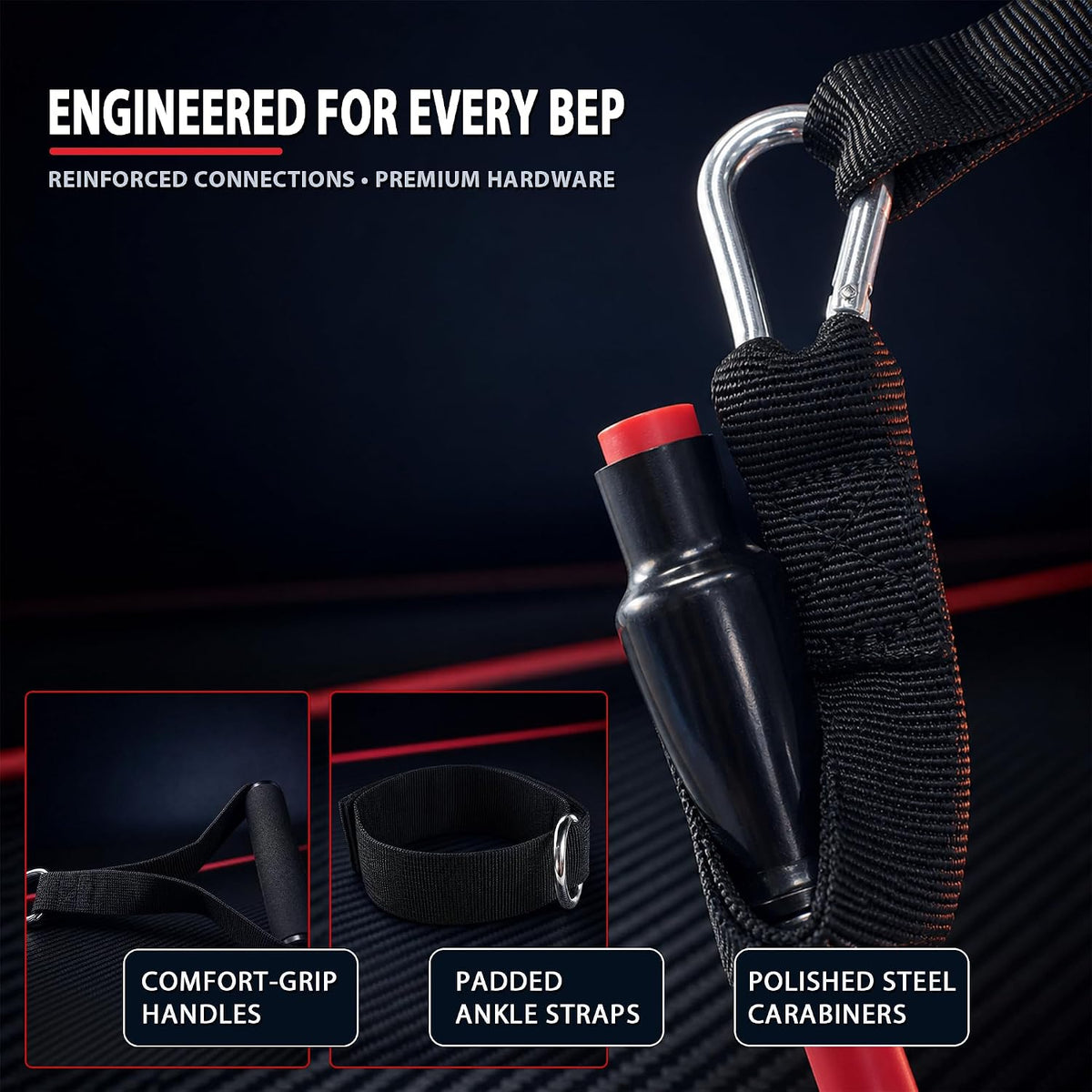 WHATAFIT Resistance Bands with Handles, 150 lb Exercise Bands Set