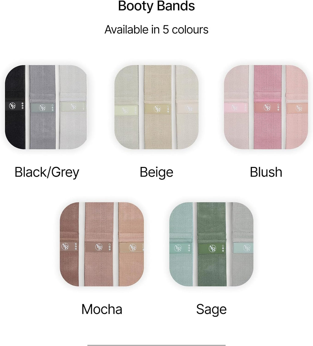 Fabric Booty Bands Set, 3 Resistance Levels for Pilates