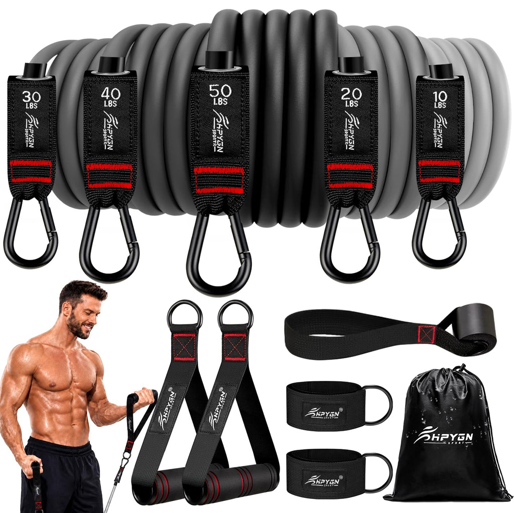 HPYGN Resistance Bands with Handles, 150 lb Exercise Bands for Home Workout