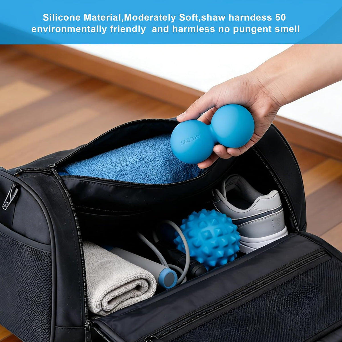 Aegero Peanut Massage Ball-Double Lacrosse Massage Ball (Blue Firm Ball)