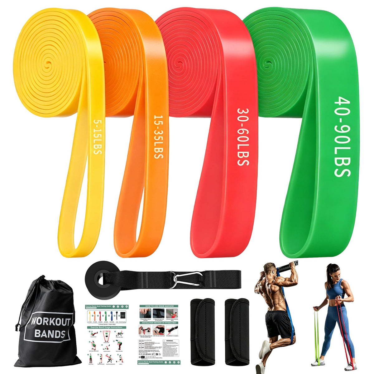 Exercise Bands, Resistance Bands for Working Out, Workout Bands, Pull up Assist Bands, Stretch Bands for Exercise at Home/Gym -Afu