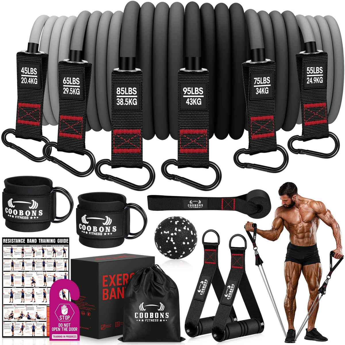 Heavy Resistance Bands for Working Out, 300LBS Exercise Bands with Handles