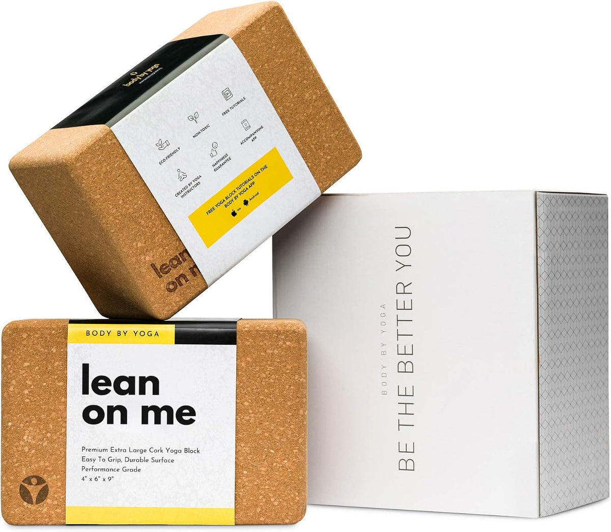 Cork Yoga Blocks 2 Pack – Premium Cork Grain, Highly Stable, Chip Resistant