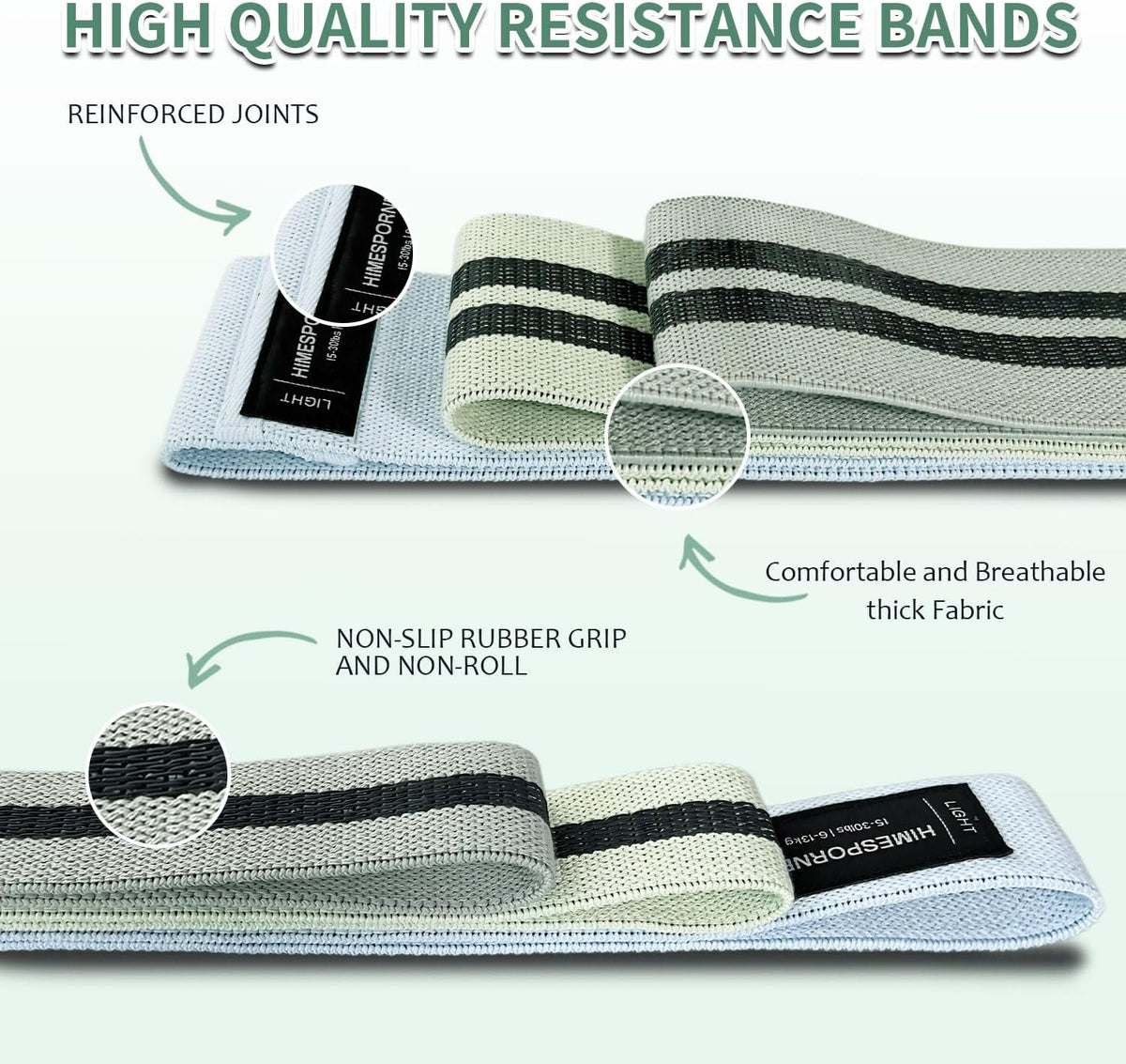 HIMESPORNER 9 PCS Fabric Resistance Bands Set for Working Out