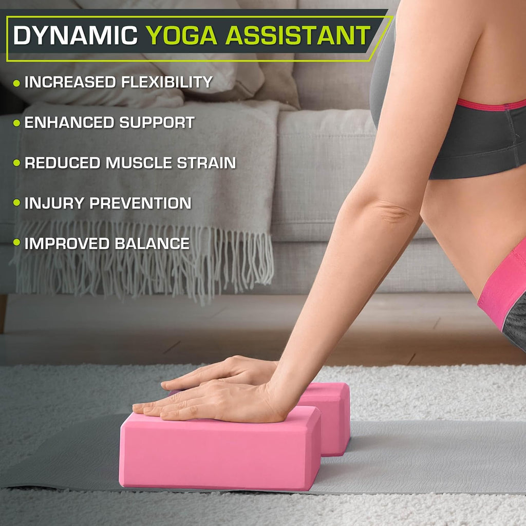 ProsourceFit Foam Yoga Blocks, High Density EVA Yoga Bricks 4”x 6” x 9” (Set of 2)
