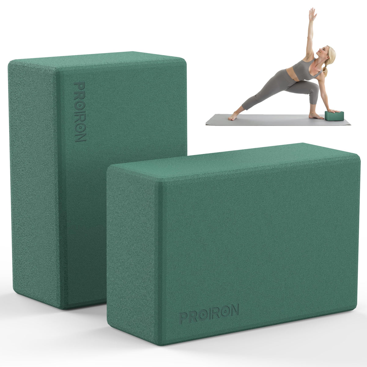 PROIRON Yoga Blocks, 2 Pack Supportive High Density Premium Eva Foam, Soft Non-Slip Surface with Curved Edges Stretch Blocks For Yoga, Pilates, Stretching