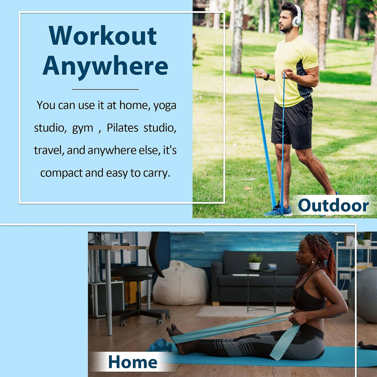 Resistance Bands Set for Physical Therapy, Rehab, Yoga and Pilates