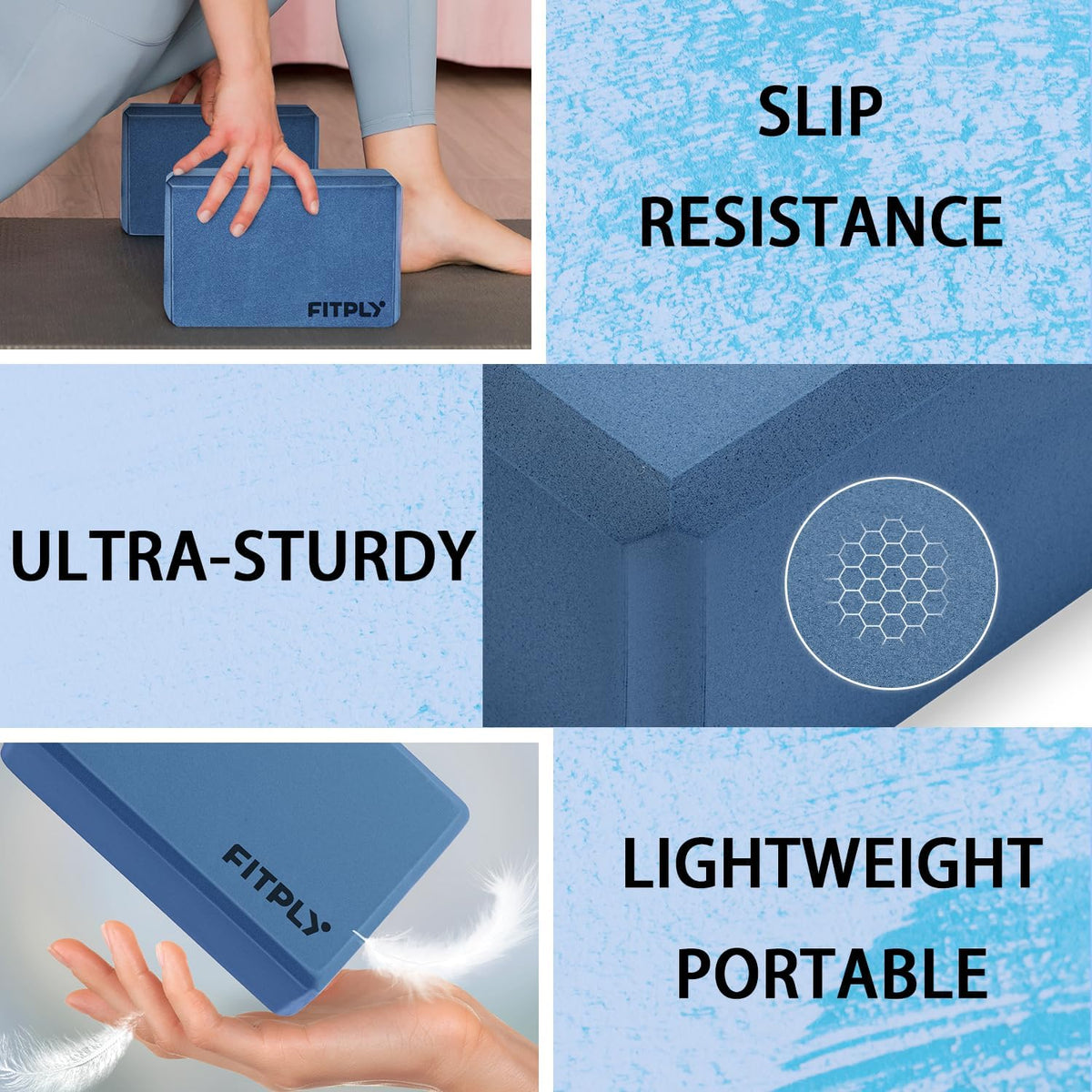 Yoga Blocks 2 Pack - Non-Slip Yoga Brick & Foam Blocks Yoga Set, High-Density Pilates Block for Stretching, Meditation, and Exercise Blocks Foam, Ideal for Deep Poses