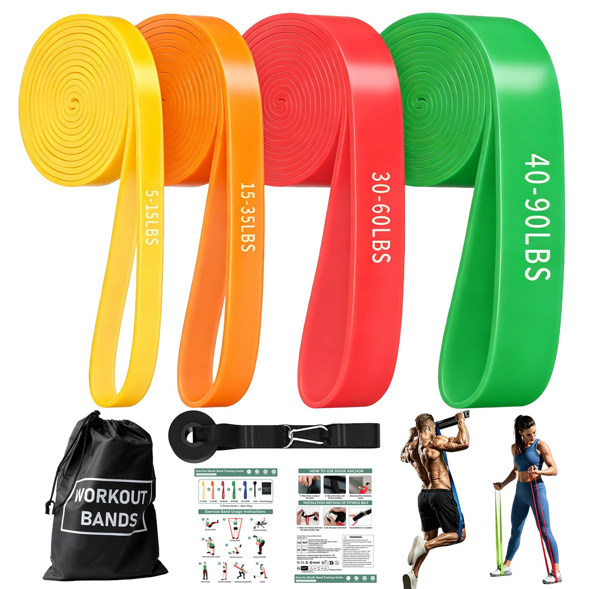 Exercise Bands, Resistance Bands for Working Out, Workout Bands, Pull up Assist Bands, Stretch Bands for Exercise at Home/Gym -Afu