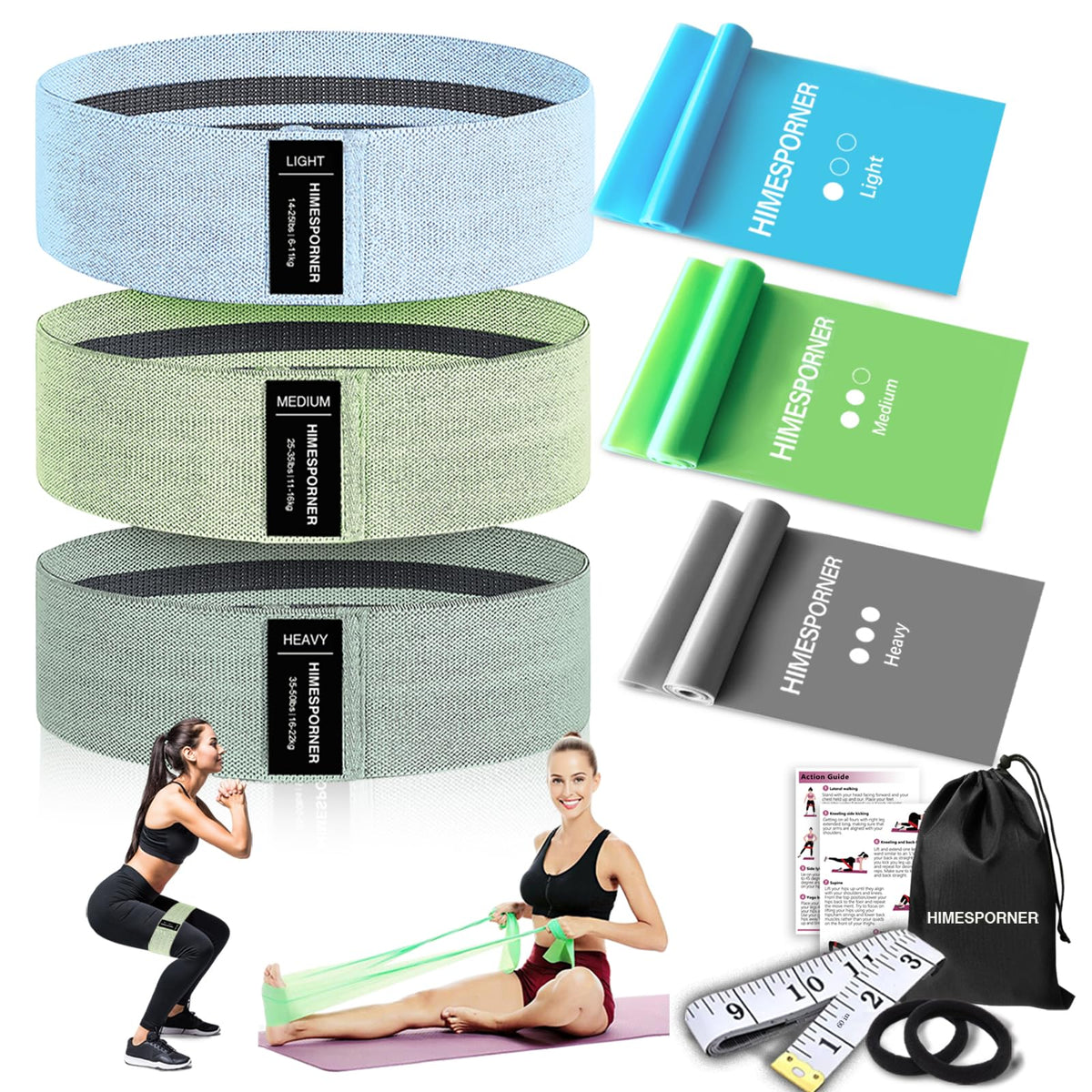 HIMESPORNER Wide Fabric Resistance Bands for Working Out 3 Level