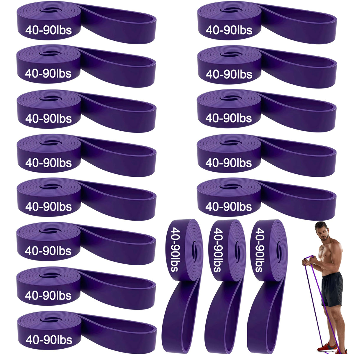 16-Pcs Resistance Bands Set - Premium Elastic Workout Bands for Home Gym, Strength Training, Yoga & Physical Therapy