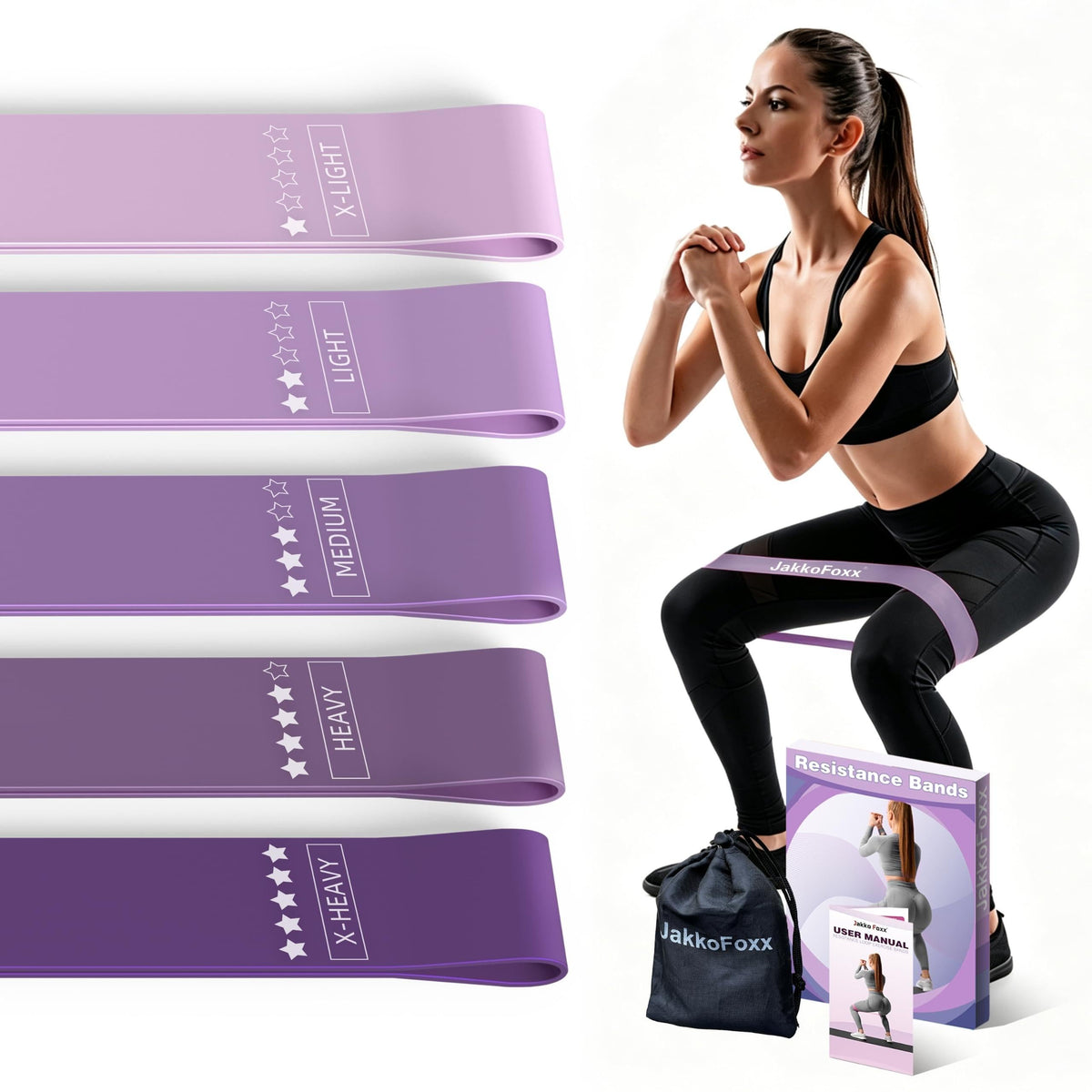 Resistance Loop Exercise Bands, Resistance Bands Exercise Bands for Home Fitness, Stretching, Strength Training, Physical Therapy,Elastic Workout Bands for Women Men Kids, Set of 5