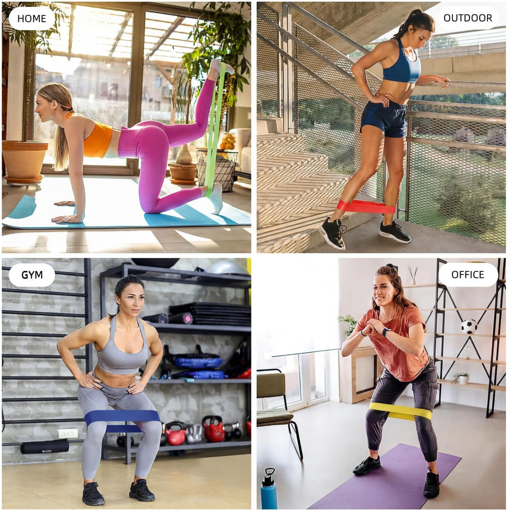 Resistance Loop Exercise Bands for Home Fitness, Yoga Pilates, Stretching, Strength Training, and Physical Therapy - Elastic Bands Set Workout Bands for Women&Men (5pcs Set)