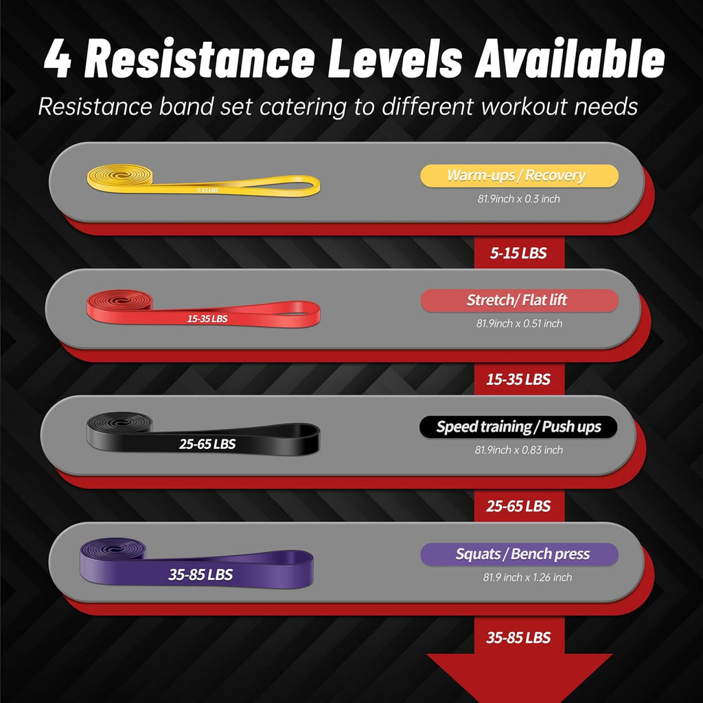 4-Level Resistance Bands for Working Out, Pull Up Assistance Bands