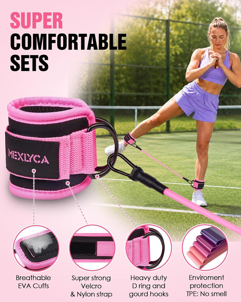 Resistance Bands Set – Resistance Band and Adjustable Ankle Exercise Bands with Cuffs Great Equipment for Training, Working Out, Yoga,Home Gym with Training Guidance & Carry Bag,Set of 8