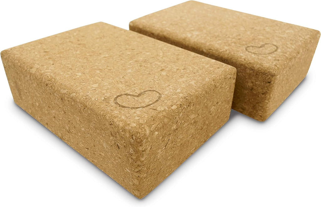 Bean Products Yoga Blocks, Standard & Large Sizes - Studio Grade, Non-Slip, Made from Eco Friendly Materials - 100% Natural Cork or Foam - Improves Stability & Alignment - Single Block or 2 Pack Sets