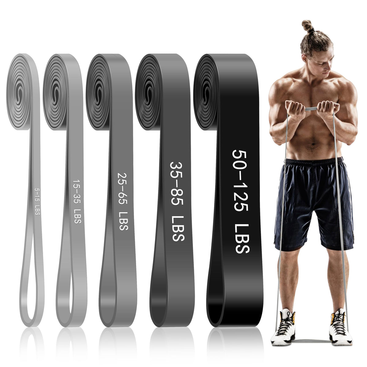 5-Level Resistance Bands for Working Out, Pull Up Assistance Bands