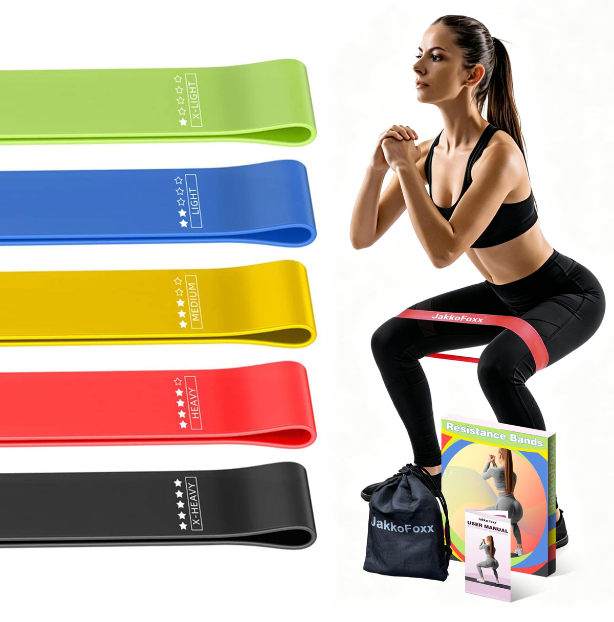 Resistance Loop Exercise Bands, Resistance Bands Exercise Bands for Home Fitness, Stretching, Strength Training, Physical Therapy,Elastic Workout Bands for Women Men Kids, Set of 5