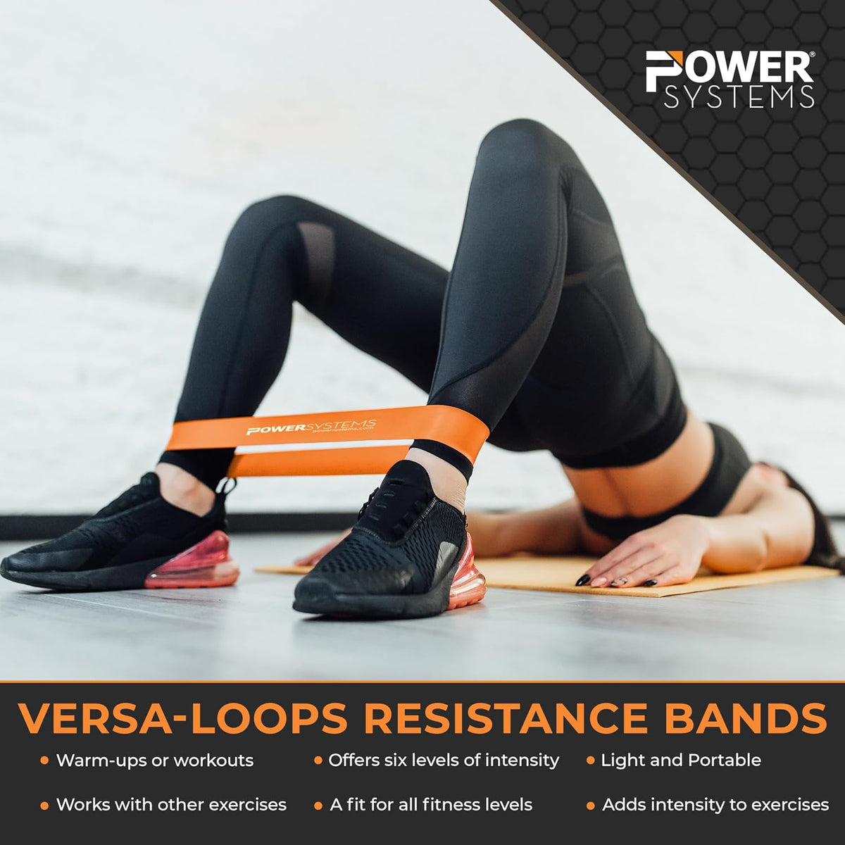 Power Systems Versa Loops Commercial Grade Resistance Bands 10 Pack Color Coded Exercise Loop Bands for Strength Training Physical Therapy Home Gym