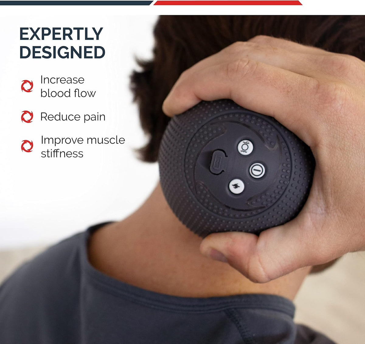 MyoStorm Mini Meteor Heating Vibrating Massage Ball Roller for Muscle Recovery Therapy and Pain Relief + 4 Speed Vibration, Portable
