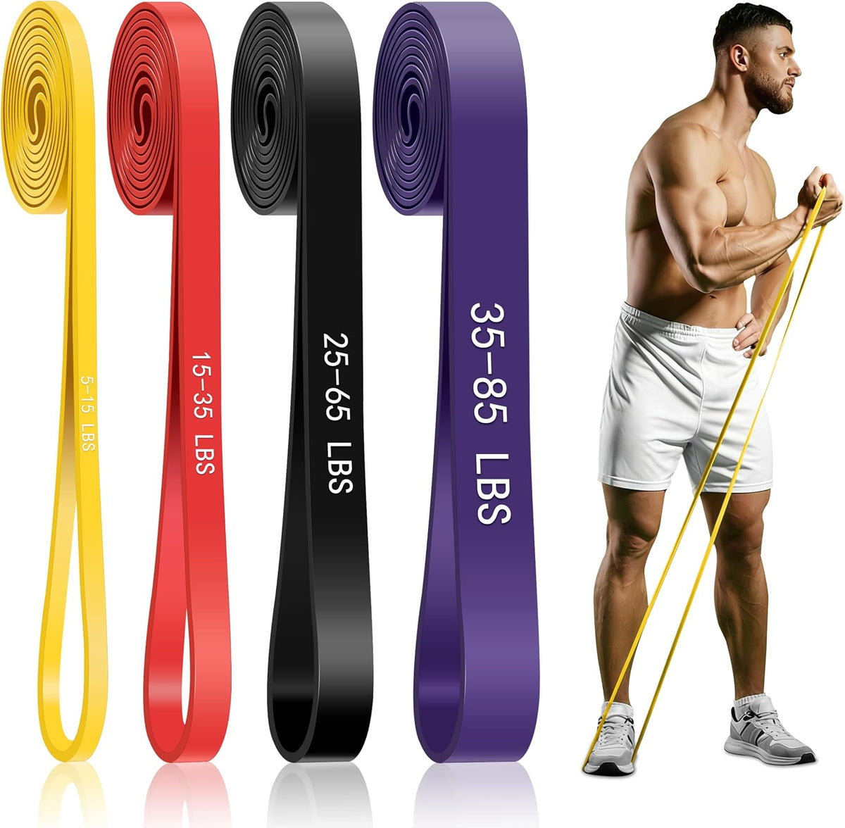 4-Level Resistance Bands for Working Out, Pull Up Assistance Bands