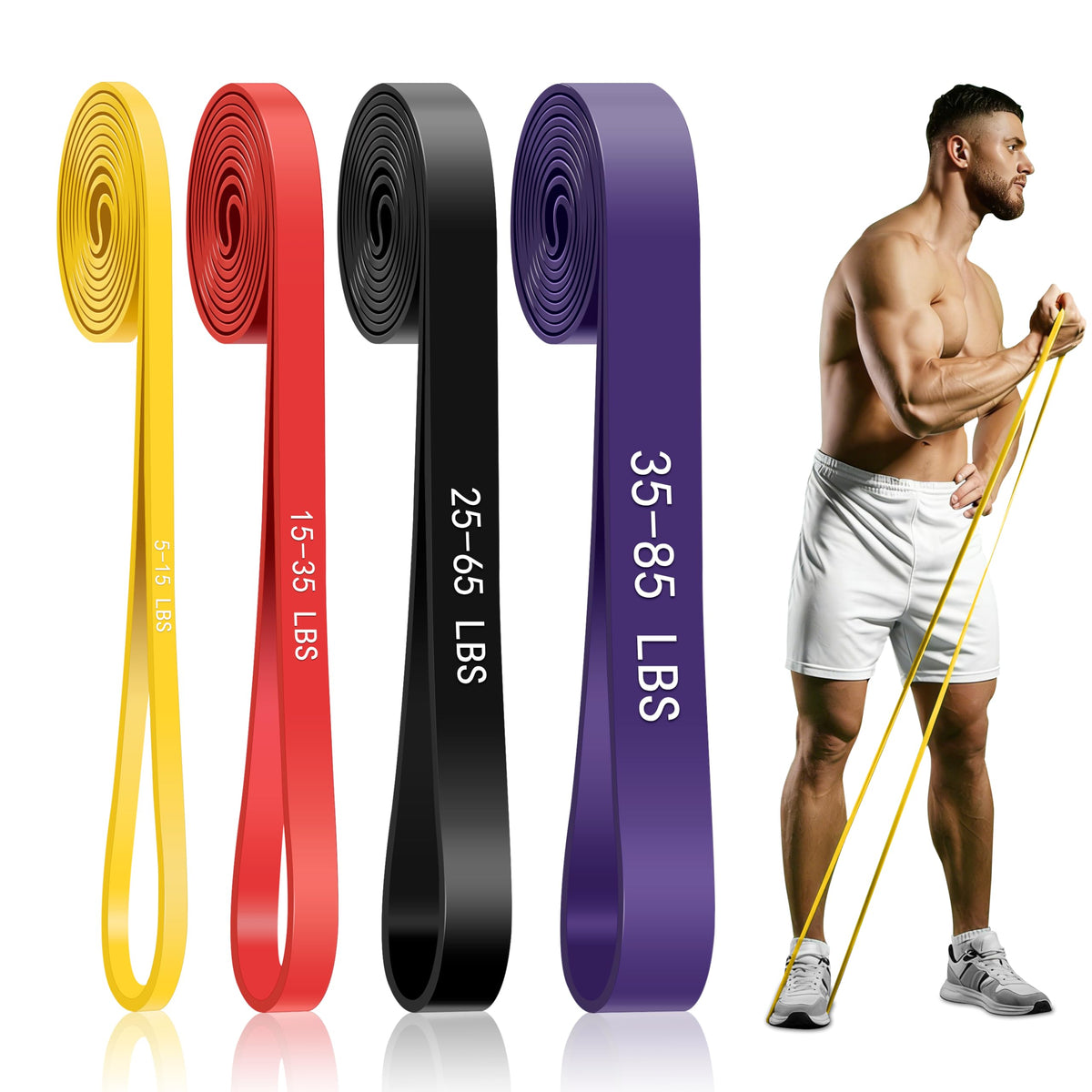 4-Level Resistance Bands for Working Out, Pull Up Assistance Bands