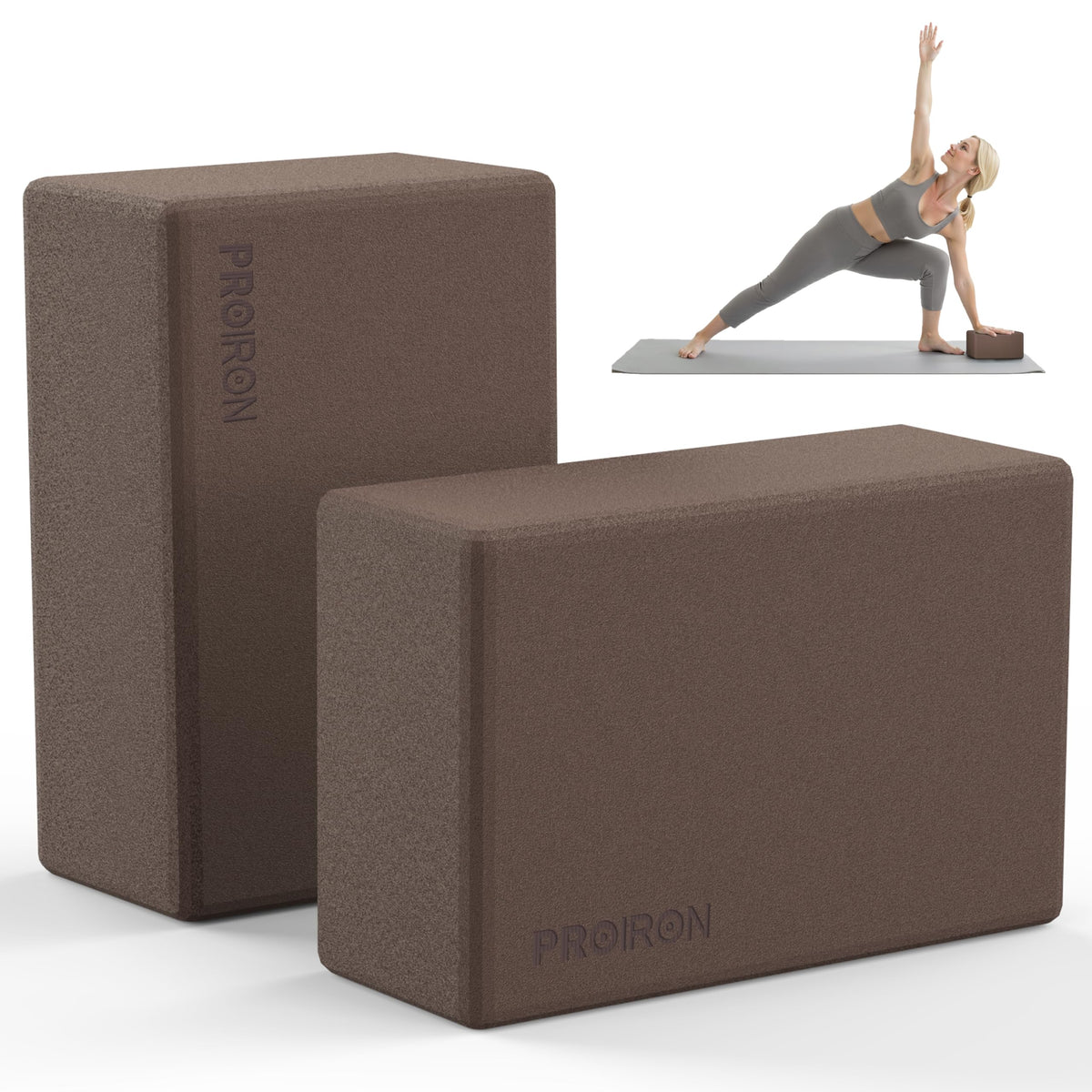PROIRON Yoga Blocks, 2 Pack Supportive High Density Premium Eva Foam, Soft Non-Slip Surface with Curved Edges Stretch Blocks For Yoga, Pilates, Stretching