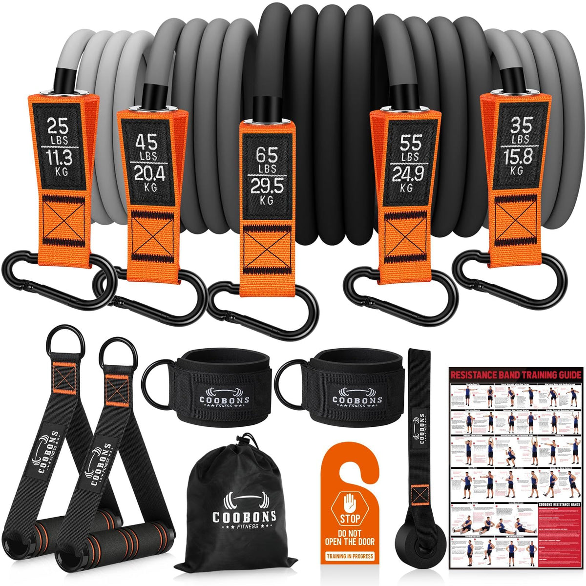 Resistance Bands with Handles, 175lb Exercise Bands for Working Out