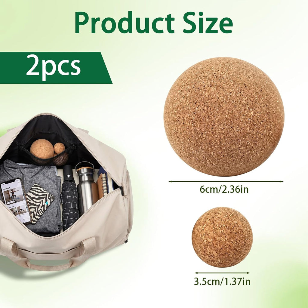 2 Pack Cork Massage Balls – Myofascial Release Ball for Foot, Back, Muscle