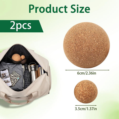 2 Pack Cork Massage Balls – Myofascial Release Ball for Foot, Back, Muscle