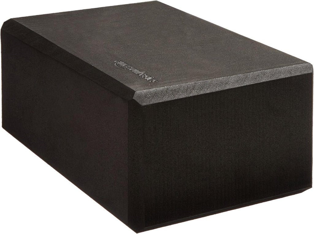 Amazon Basics Non-Slip Yoga Blocks, Set of 2, Deepen Poses, 4" x 9" x 6", Black