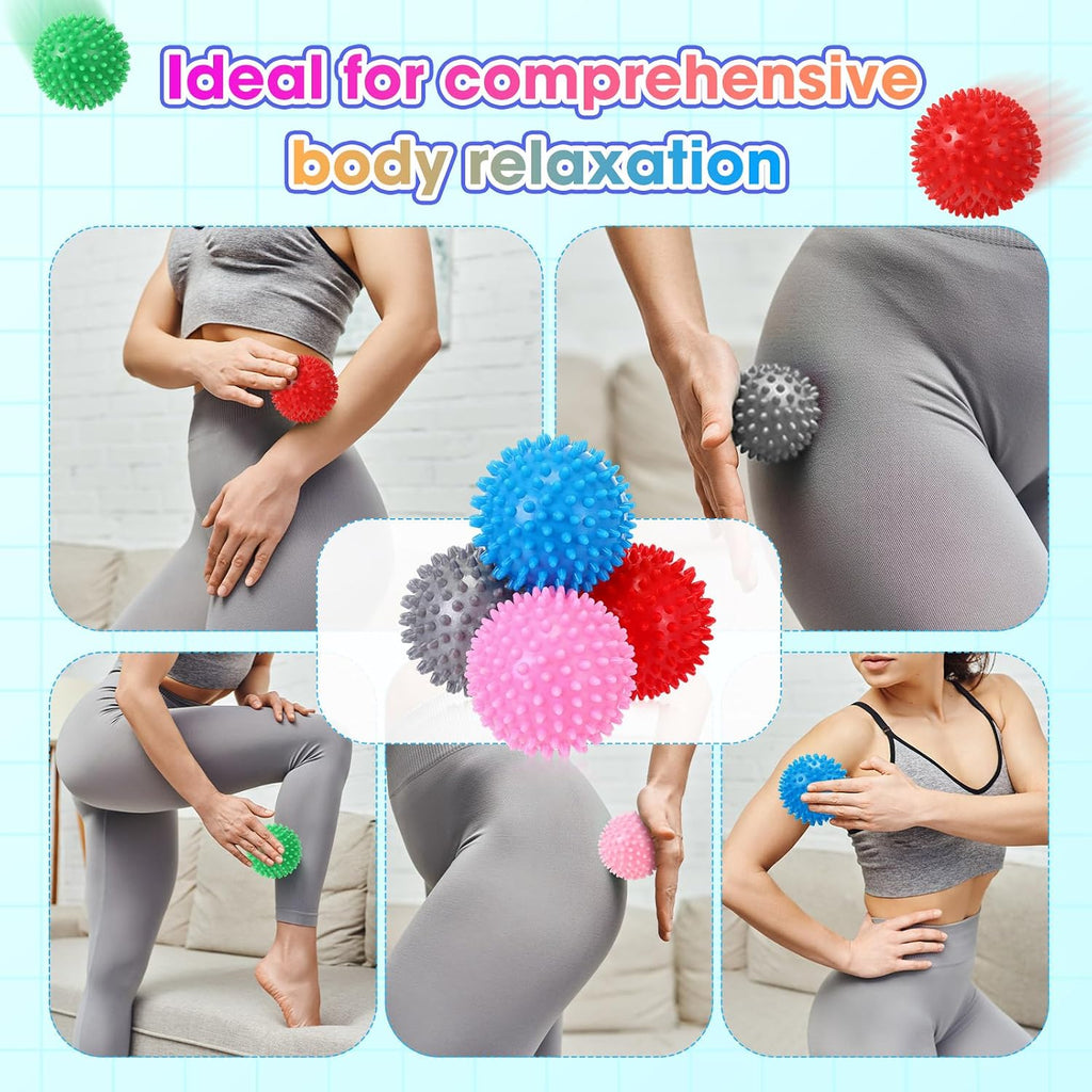 Liliful 12 Pcs Spiky Massage Ball Hard Foot Ball Roller Massager Firm Foot Arch Trainer 3 Inch for Deep Tissue Plantar Fasciitis Back Hands Muscles Soreness Exercise (Mixed Color)