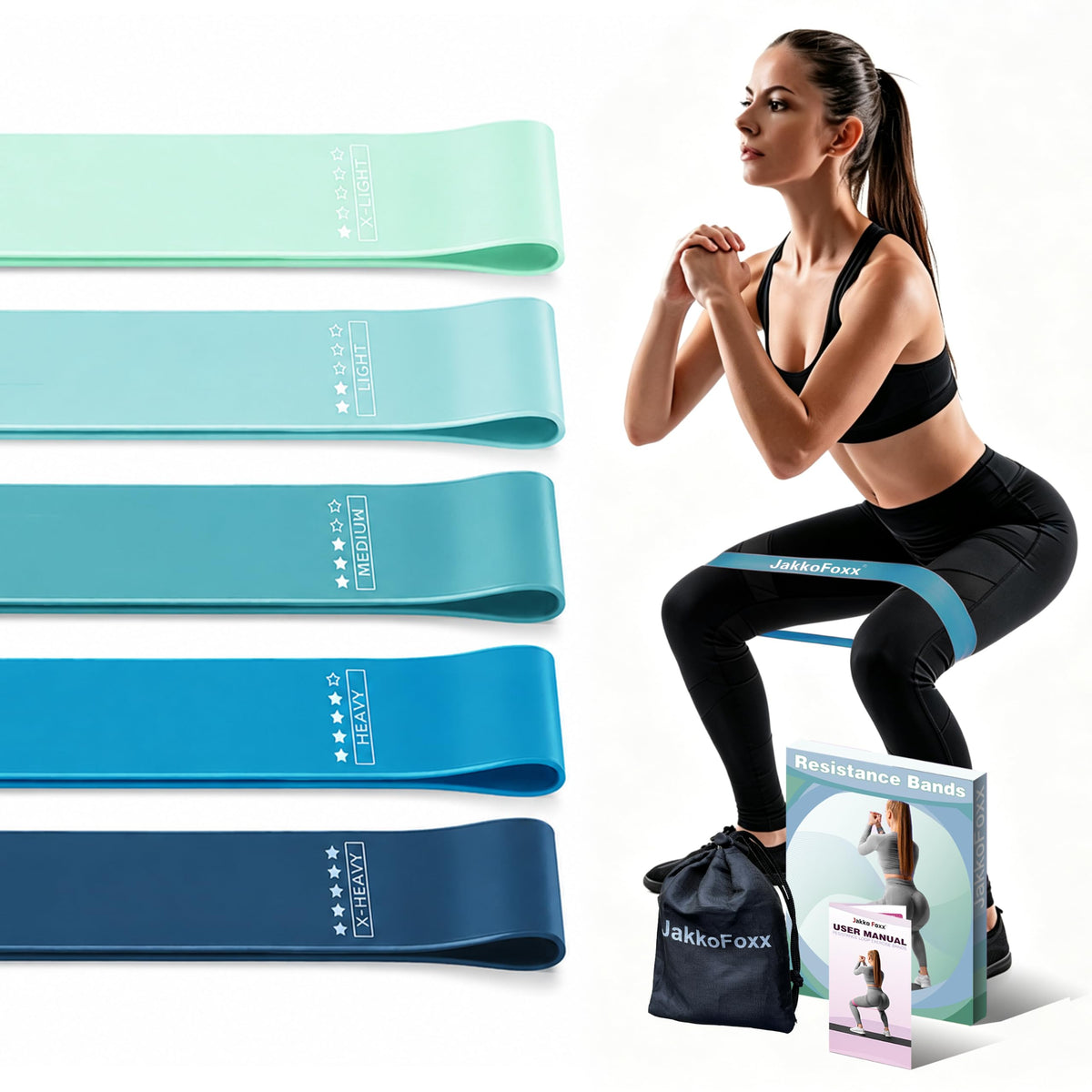 Resistance Loop Exercise Bands, Resistance Bands Exercise Bands for Home Fitness, Stretching, Strength Training, Physical Therapy,Elastic Workout Bands for Women Men Kids, Set of 5