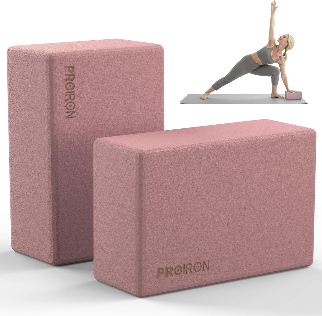 PROIRON Yoga Blocks, 2 Pack Supportive High Density Premium Eva Foam, Soft Non-Slip Surface with Curved Edges Stretch Blocks For Yoga, Pilates, Stretching