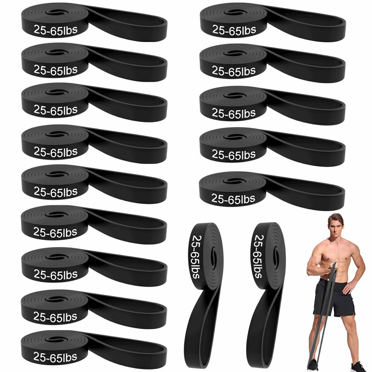 16-Pcs Resistance Bands Set - Premium Elastic Workout Bands for Home Gym, Strength Training, Yoga & Physical Therapy