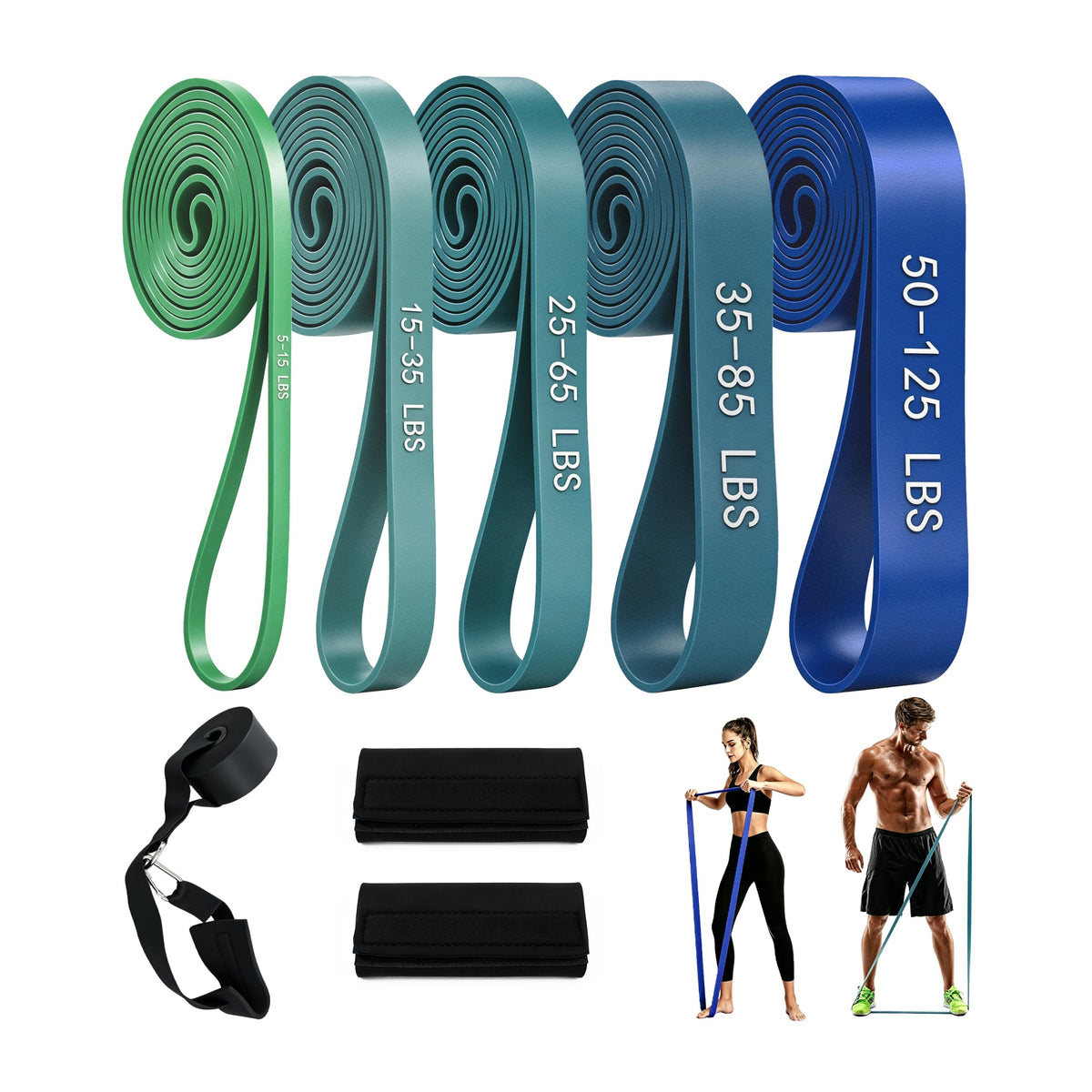 5-Level Resistance Bands for Working Out, Pull Up Assistance Bands