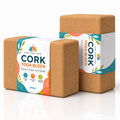 2 Pack Natural Cork Yoga Blocks, High Density Non-Slip Yoga Bricks for Pilates, Stretching, Balance and Flexibility Training