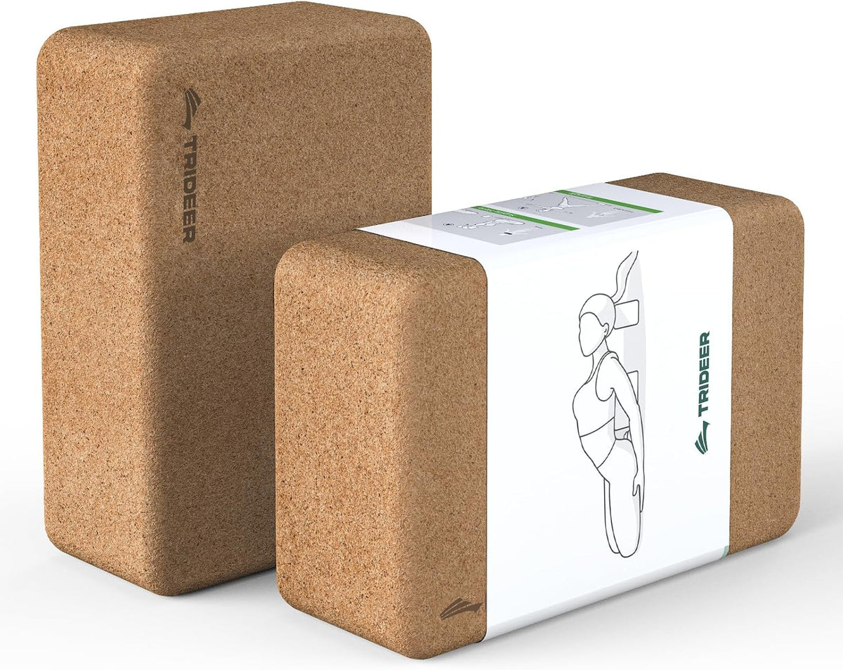 Cork Yoga Blocks 2 Pack,Support for Yoga, Pilates, Stretching