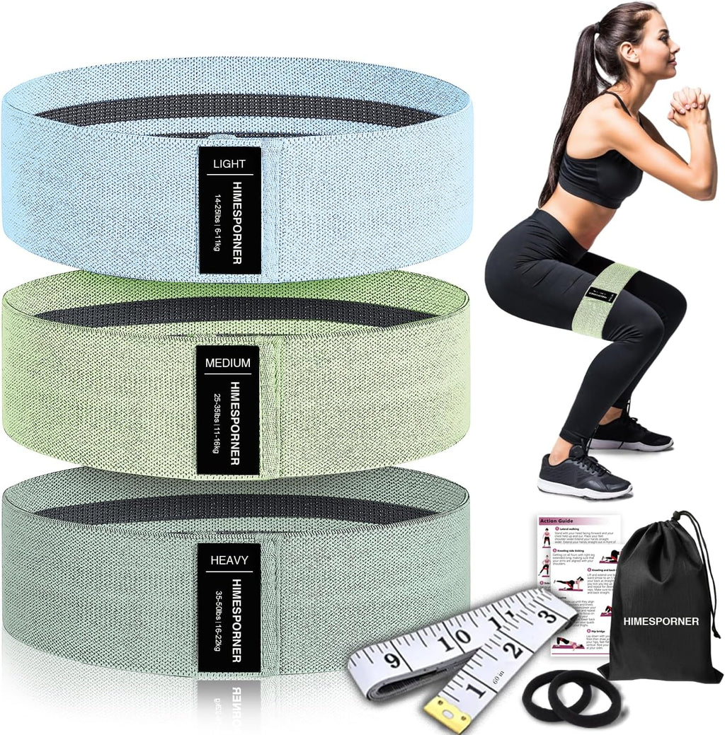 HIMESPORNER Wide Fabric Resistance Bands for Working Out 3 Level