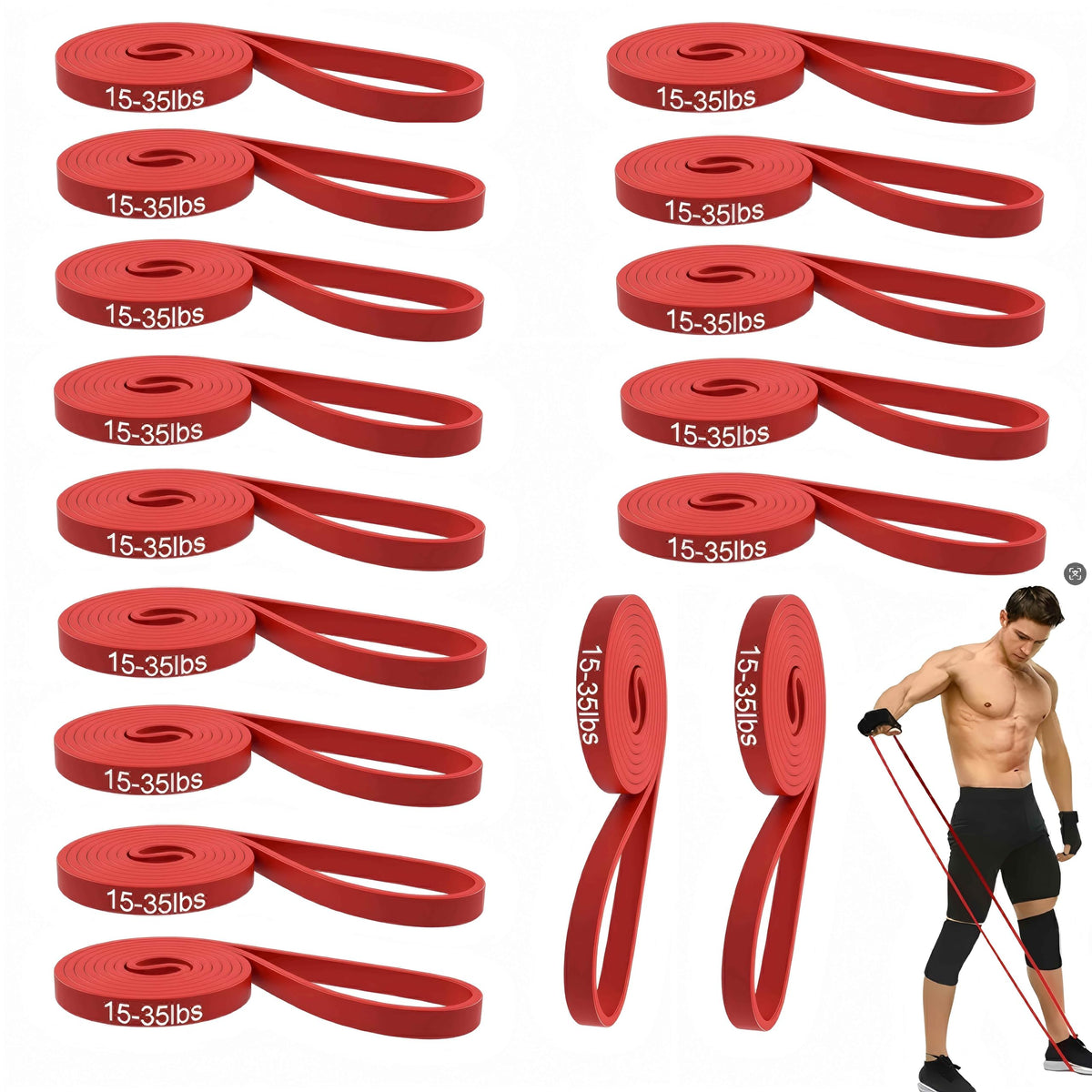 16-Pcs Resistance Bands Set - Premium Elastic Workout Bands for Home Gym, Strength Training, Yoga & Physical Therapy